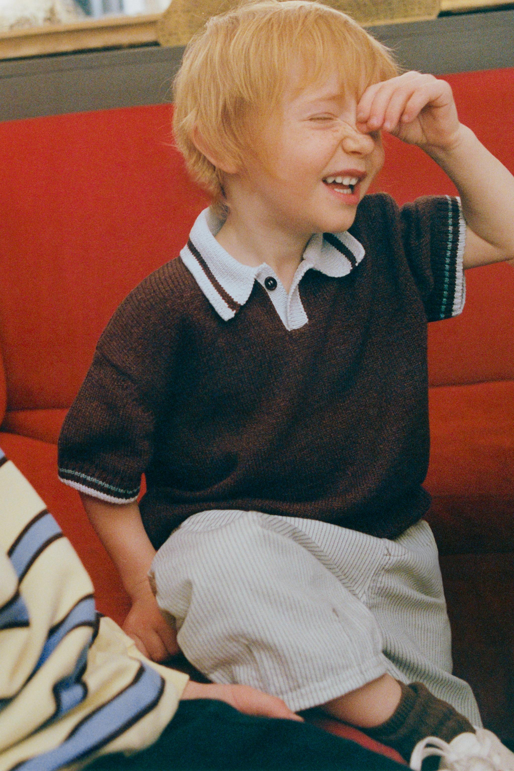 CONTRAST COLLAR KNIT POLO SHIRT